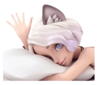 😴 950eecdf kattenoren, anime, kussen, cartoon, schattig telegram sticker