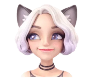 😏 c3e284f8 kattenoortjes, vrouw, meisje, cartoon, schattig, sticker telegram sticker