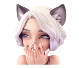 😄 def4a228 kattenoren, meisje, anime stijl, cartoon, digitale kunst, portret telegram sticker