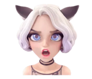 😡 e84d0561 kattenoren, verrast, cartoon, vrouw, portret, meisje telegram sticker