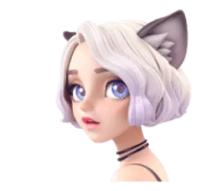 🙄 ef6947e8 cartoon, kattenoren, anime, meisje, digitale kunst, choker telegram sticker