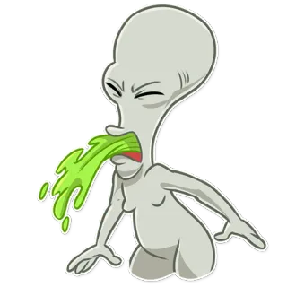🤮 1d8ca20e Roger American Dad! Alien, Vômito, Doente, Verde, Roger, American Dad! telegram sticker