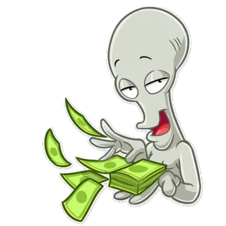 🤑 66c7cde6 Roger American Dad! american dad, roger, alienígena, dinheiro, grana telegram sticker