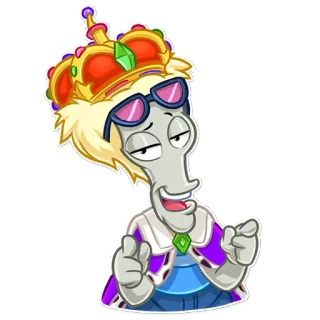 🤴 baa08dd8 Roger American Dad! Alien, Coroa, Óculos de sol, Desenho animado, Engraçado telegram sticker