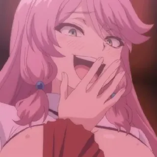 😂 d2d028e6 Anime, Ragazza, Arrossire, Ridendo, Capelli rosa telegram sticker