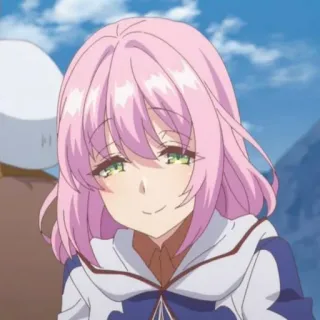 🥰 fa94cfbc Anime, Capelli rosa, Sorriso, Ragazza, Cartone animato telegram sticker