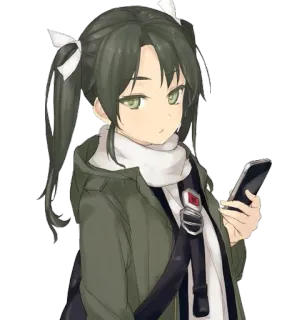 📱 254c087a 애니메이션 여자, 양갈래, 녹색 눈, 전화, 귀여운, 만화, 애니메이션, 카와이 telegram sticker