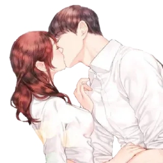 😘 1ae111f6 bacio, coppia, romanticismo, amore, affetto, arte, illustrazione whatsapp sticker