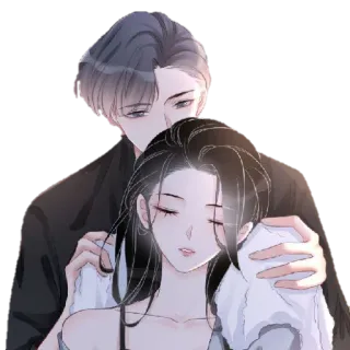 😉 1dc6bbd8 coppia, romantico, abbraccio, amore, arte, illustrazione whatsapp sticker