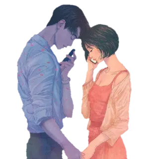 ✋ 1e2f350d coppia, amore, romantico, relazione, arte whatsapp sticker