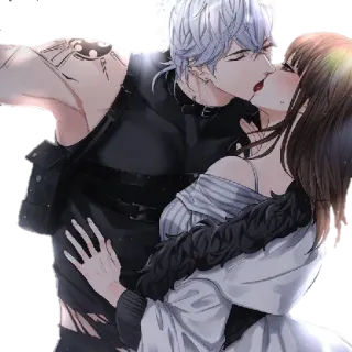 😘 31160ec4 bacio, romanticismo, coppia, amore, anime whatsapp sticker