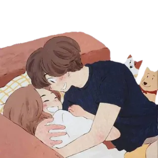 🤗 33b600ab coppia, amore, cartone animato, felice, relazione whatsapp sticker