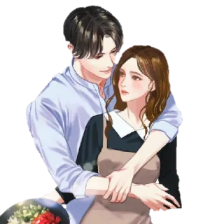 🤗 8ab65476 coppia, romantico, cucina, amore, abbraccio, affetto whatsapp sticker