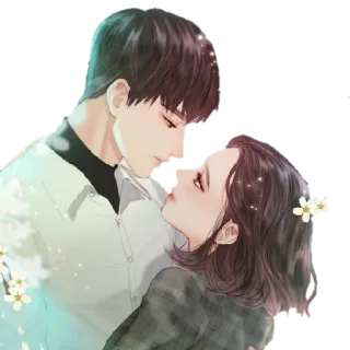 🤗 f5f6a8ea coppia, romantico, amore, ritratto, affetto, illustrazione whatsapp sticker