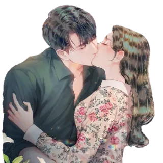 😘 f9d48f01 bacio, coppia, romantico, amore, illustrazione, affetto, relazione whatsapp sticker