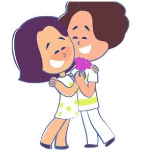 🤗 174a561f couple, amour, fleurs, dessin animé, câlin telegram sticker