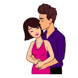 😘 7c7fcd7d amour, couple, câlin, romance, affection, dessin animé, illustration telegram sticker