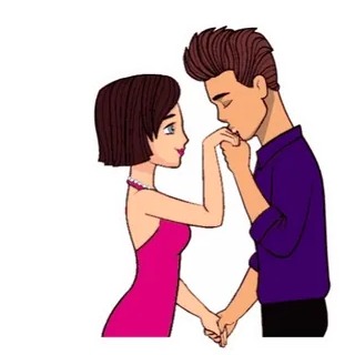 😘 814c7556 amour, couple, romance, baiser, dessin animé, romantique telegram sticker