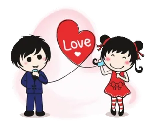 ❤️ ae35d74e Love amour, coeur, dessin animé, couple, enfants, mignon telegram sticker