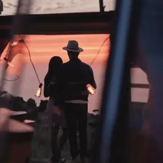 🌅 829f77a7 Paar, Romantik, Silhouette, Sonnenuntergang, Liebe, Hut telegram sticker