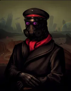 👩 97cdebbc Maska gazowa, Wojsko, Mundur, Dystopia, Przyszłość telegram sticker