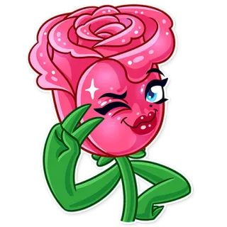 😉 9880e8ff 花, 玫瑰, 卡通, 角色, 可爱 telegram sticker