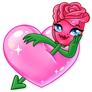 💘 c733d9ac 玫瑰, 爱心, 爱, 卡通, 花, 可爱 telegram sticker