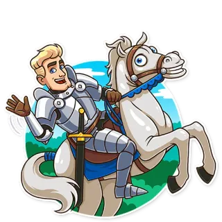 👋 1ae8464a ksatria, kuda, baju zirah, kartun, abad pertengahan, penunggang telegram sticker