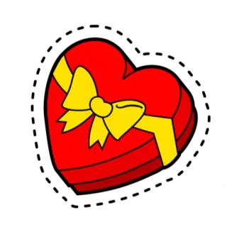 ❤ b24fb092 心, 爱, 情人节, 礼物, 红色, 黄色, 蝴蝶结, 礼品, 浪漫 telegram sticker