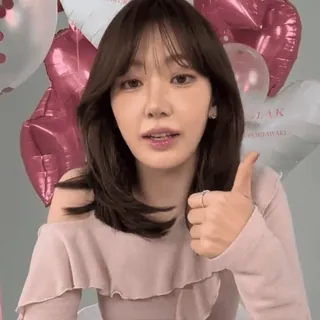 🐽 20c57876 coreano, donna, pollice in su, palloncini, positivo telegram sticker