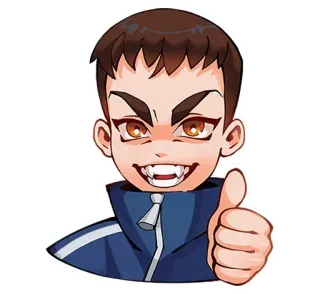 👍 0dcabd99 Cartoon, Figur, Lächeln, Daumen hoch, Vampir, Zähne telegram sticker