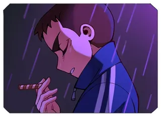 🚬 2f2f83fb Zigarette, Rauchen, traurig, Regen, Jacke, Cartoon, Figur telegram sticker