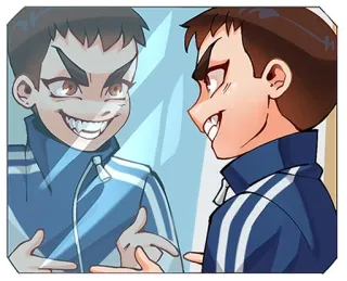 😏 368de5cf Cartoon, Spiegel, Reflexion, Böse, Grinsen, Anime, Bedrohlich, Bösewicht telegram sticker