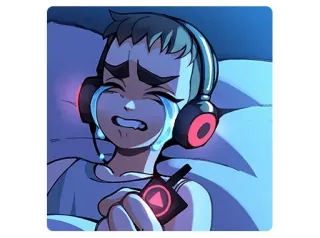 😭 4ffbd7cc traurig, weinen, Musik, Kopfhörer, Cartoon, Person, Emo, Player telegram sticker