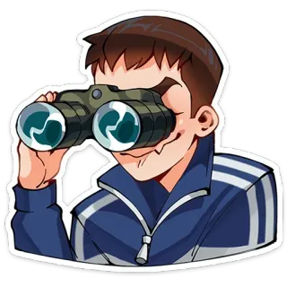 👀 76646d6f Fernglas, Cartoon, schauen, Spion, Suche telegram sticker