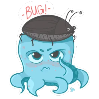 🐞 7bf0c04e BUG! 虫, タコ, かわいい, 漫画, 動物, 海の生き物, 昆虫 telegram sticker