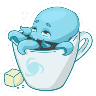 🐛 ef1888b7 タコ, カップ, お茶, コーヒー, かわいい, 漫画, 海の生き物, 砂糖 telegram sticker