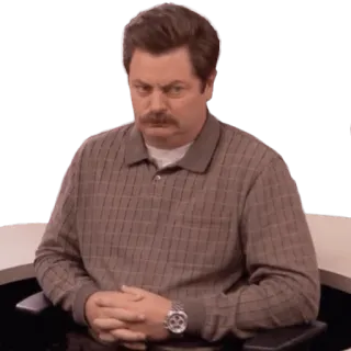 😐 6e67e614 Ron Swanson Parks and Recreation Ron Swanson, Parks and Recreation, NBC, Nick Offerman, Television, Comedy whatsapp sticker