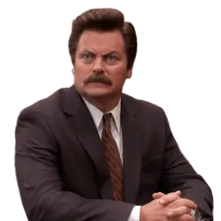😟 7032f331 Ron Swanson Parks and Recreation Ron Swanson, Parks and Recreation, Nick Offerman, NBC, Comedy, TV Show whatsapp sticker