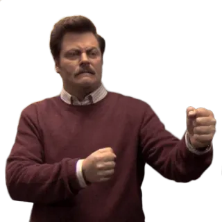 👊 af6e238a Ron Swanson Parks and Recreation Ron Swanson, Parks and Recreation, Nick Offerman, Comedy, NBC, Funny whatsapp sticker