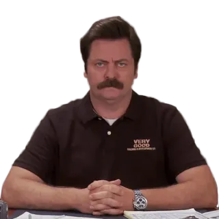 😑 e0b2bced Ron Swanson Parks and Recreation VERY GOOD Ron Swanson, Parks and Recreation, character, TV show, Nick Offerman, mustache whatsapp sticker