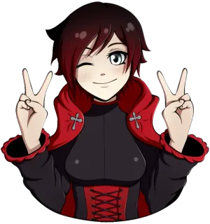 ✌ 632e2dea Ruby Rose RWBY Anime, Mädchen, Frieden, Ruby Rose, RWBY, Charakter telegram sticker