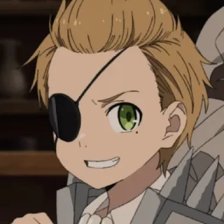 😀 266f7ee3 anime, character, eyepatch, blonde, smiling telegram sticker