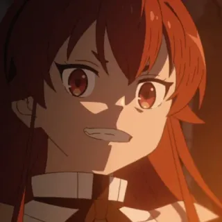 😬 e618c4bc anime, girl, red hair, angry telegram sticker