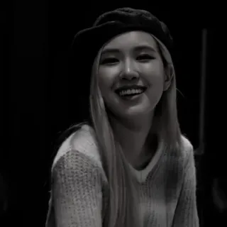 🍷 a2f898f1 vrouw, portret, glimlachend, zwart wit, hoed, trui whatsapp sticker