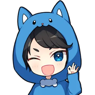 👌 c6c88ce9 anime, cartoon, chibi, cute, winking, dog hoodie telegram sticker