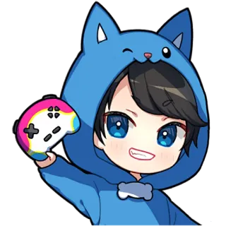 🎮 dce1d5e6 cartoon, chibi, character, anime, gaming, cute, controller telegram sticker