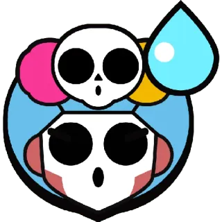 😅 8ab460f9 스티커, 해골, 눈물, 분홍색, 노란색, 눈 telegram sticker