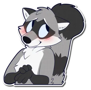 ☺️ 803b1150 너구리, 동물, 만화, 포유류, 회색, 귀여운 telegram sticker