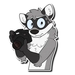 😅 89f2df2b 동물, 너구리, 카메라, 사진, 만화, 디지털 아트, 퍼리 telegram sticker